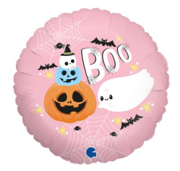 Folienballon - BOO, rosa - ø 46cm